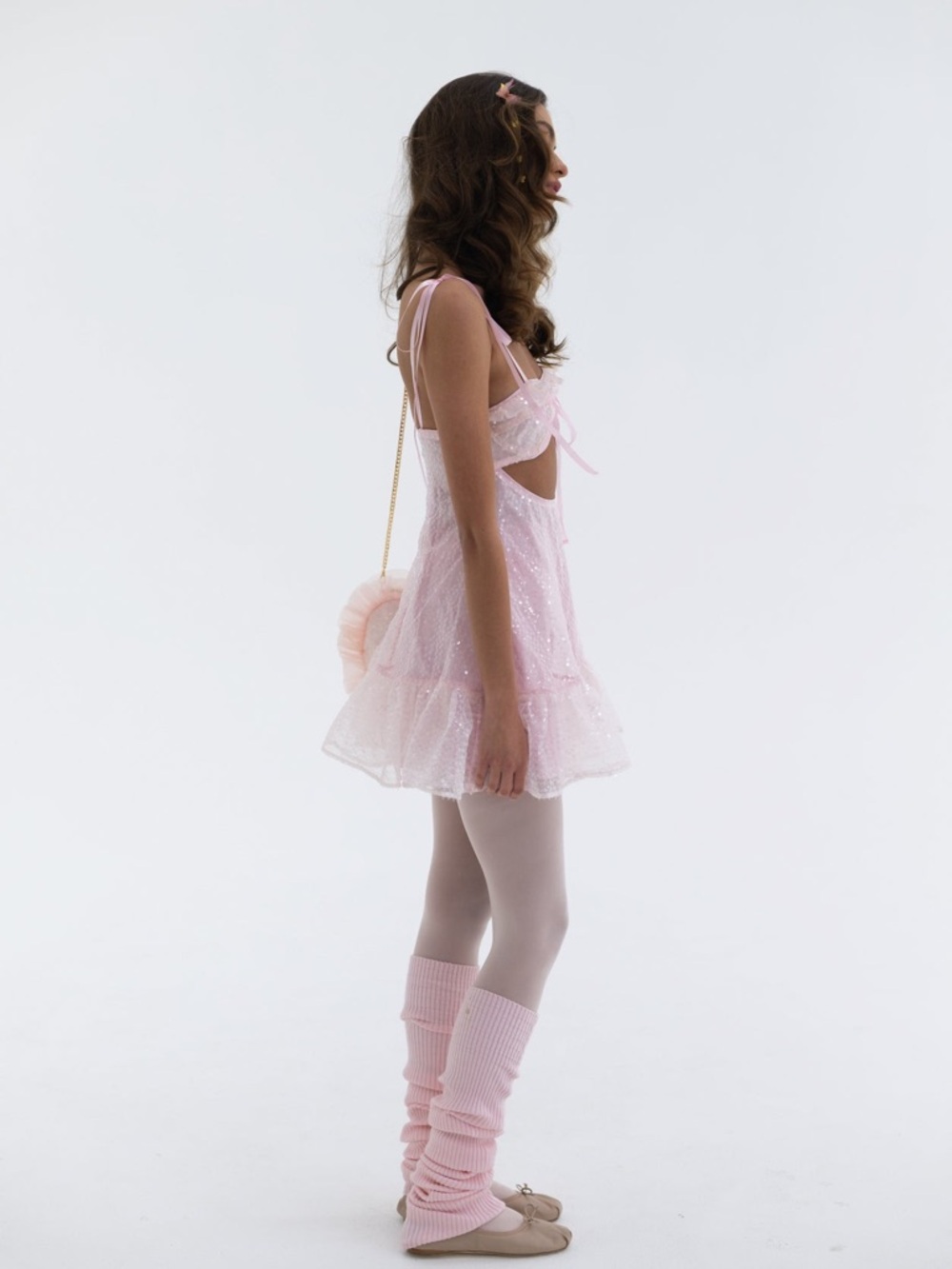 Selkie Sparkling champagne Pink Cutout Dress - Picture 2 of 6